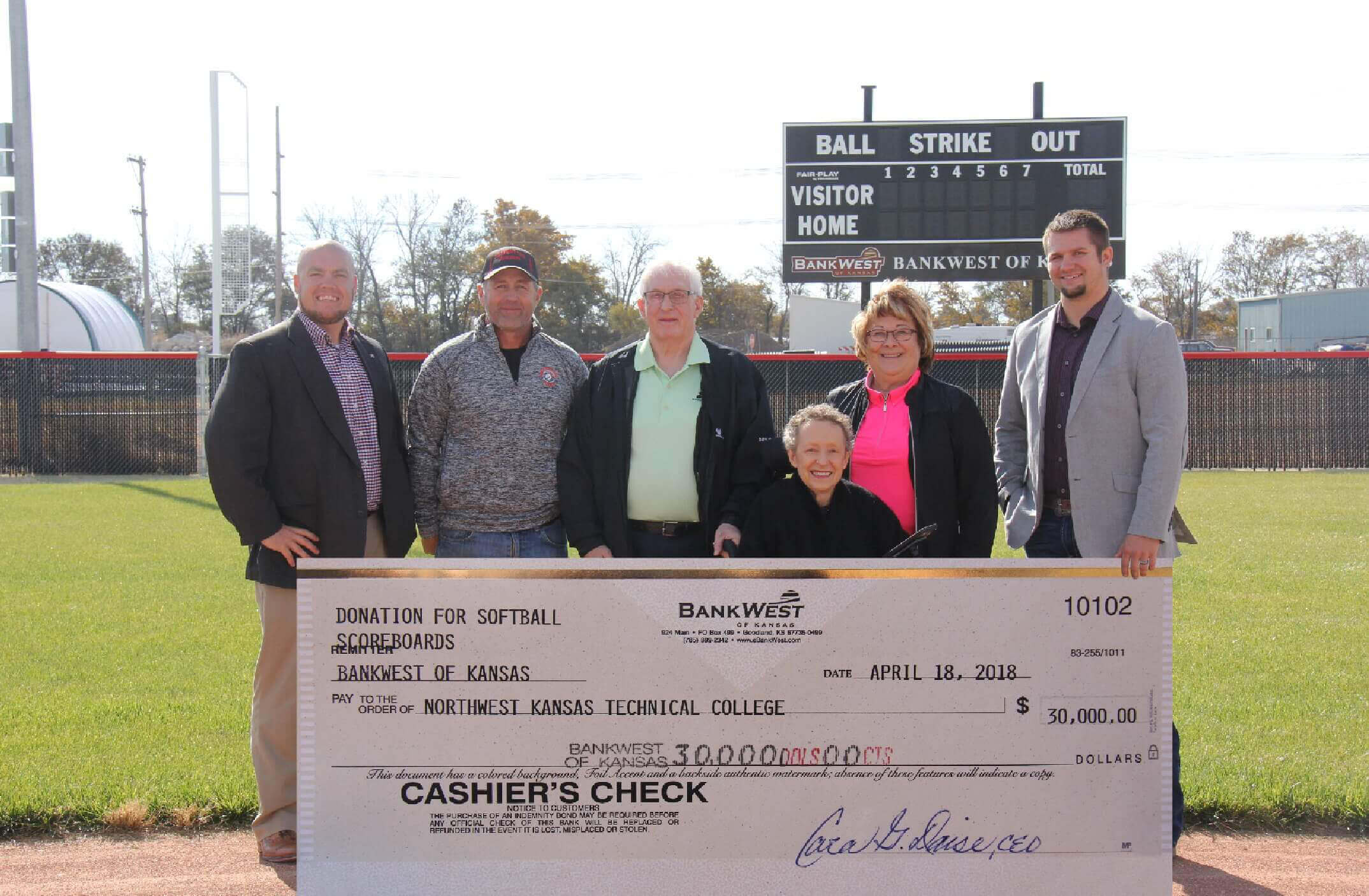 BankWest Softball Check Photo